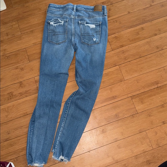 American Eagle Outfitters Ripped Blue Skinny Jeans - Picture 3 of 5
